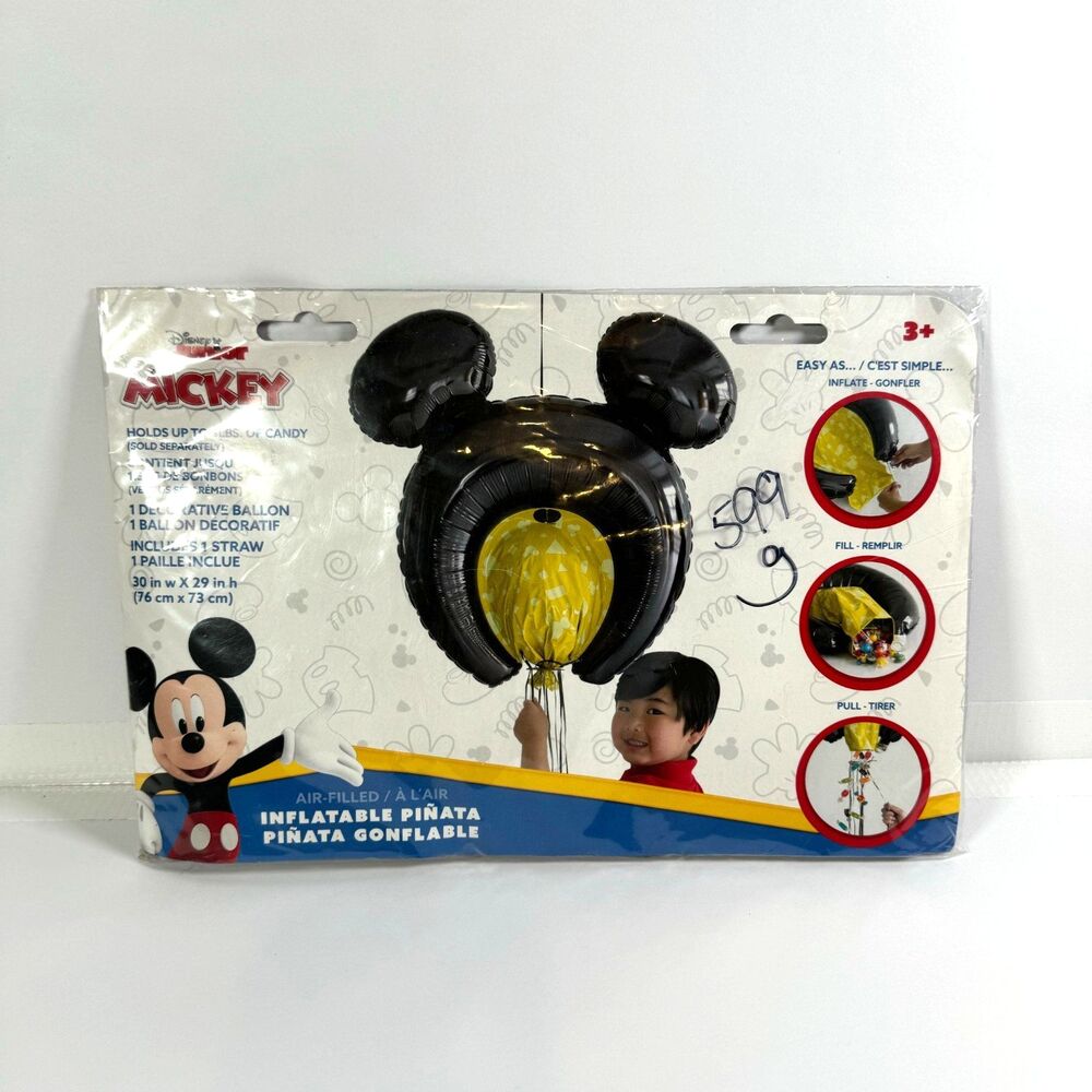 Mickey Mouse Inflatable Pinata Disney Junior 30x29" Holds 3 Lbs Candy NEW SEALED - Picture 1 of 4